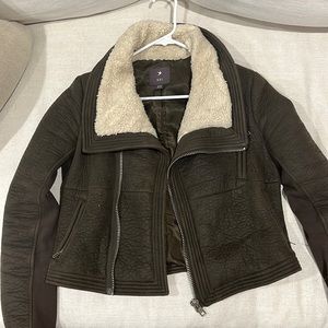 Women’s Olive Sherpa-Lined Bomber Jacket